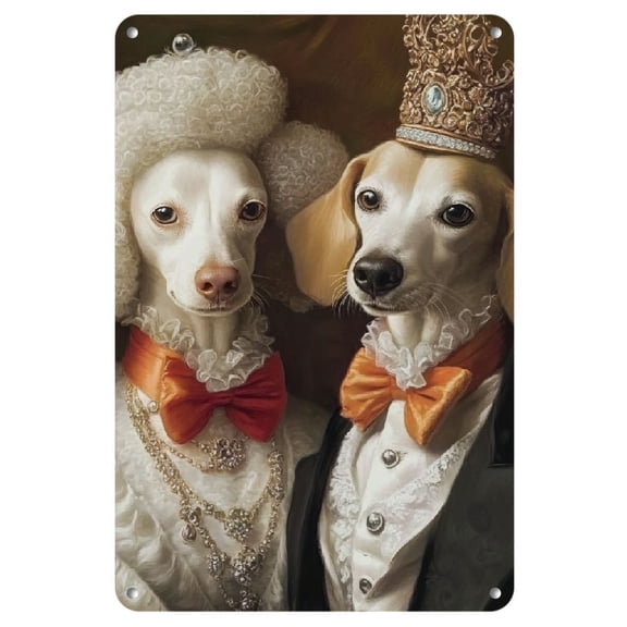 Charming Poodle Couple Metal Sign - Vintage-Inspired Wall Art for Home, Bathroom, for Man Cave Decor - Durable Iron Construction in Multiple Colors (8x12 inches), Christmas Decor