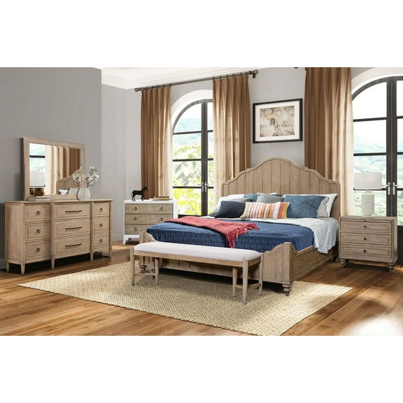 Charming Queen Panel Bed In Sand Finish - Transitional Casual Bedroom Attractive Seductive