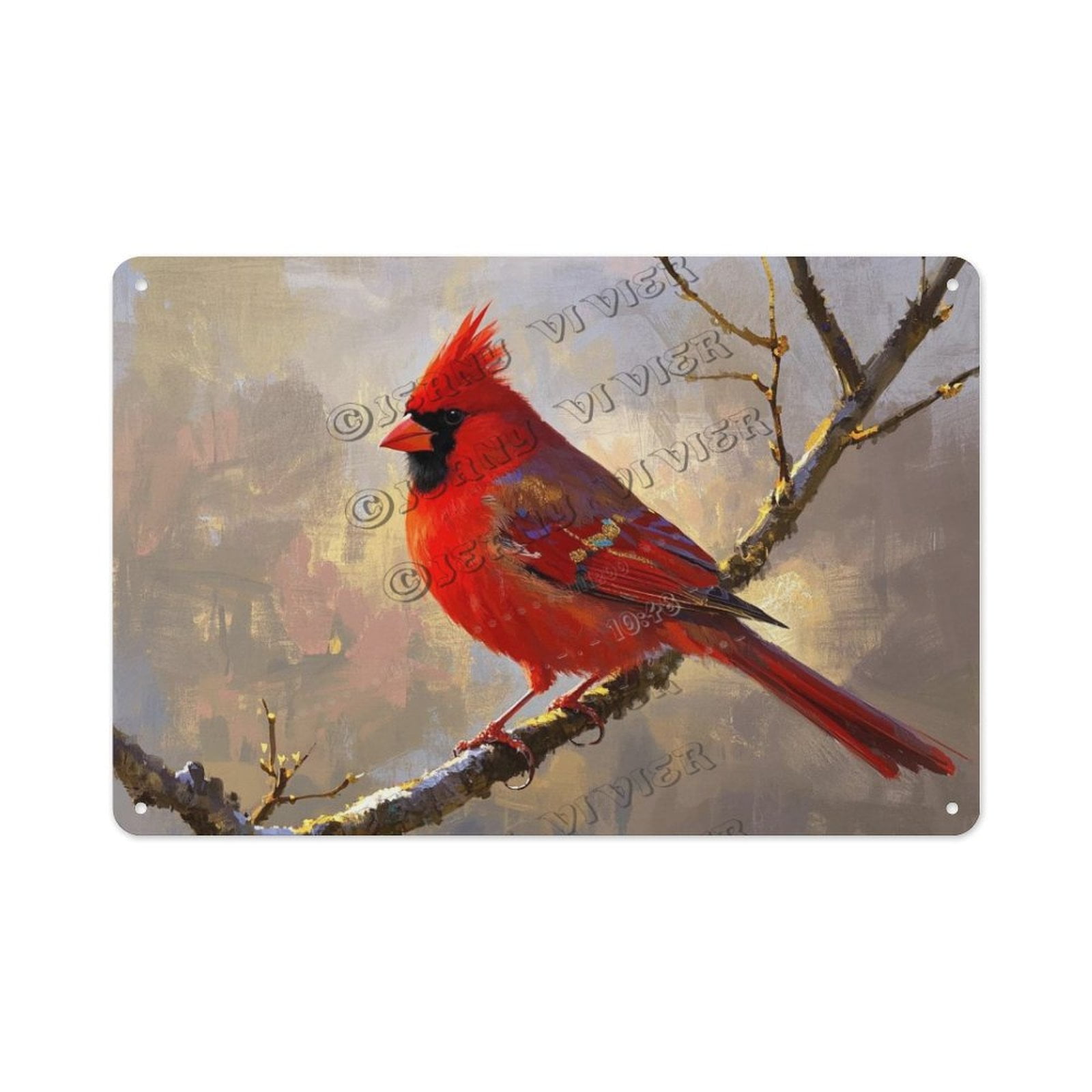 Red Bird Sign Charming Red Bird Tin Sign – 5.5x8 Inch Metal Wall Art for Porch ...