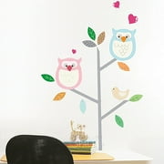 Charming Red and Blue Owl Wall Decal - DIY PVC Transparent Film for Kindergarten, Living Room, Children's Room, TV Sofa Background, Wall Art Decor, and Window Dressing