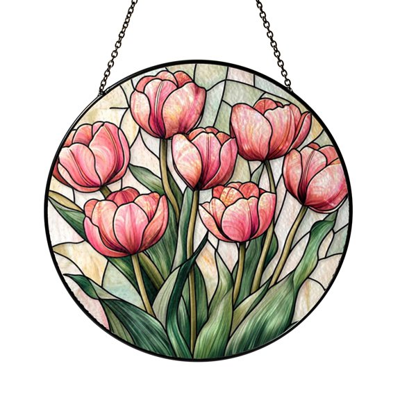 Charming Red Hibiscus Suncatcher Window Hanging Display Item Sun