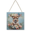 thumbnail image 1 of Charming Reindeer with Butterflies Wooden Hanging Sign - Delightful Accent for Play Areas, Perfect for Nature Lovers and Kid's Rooms 12"x12", 1 of 8