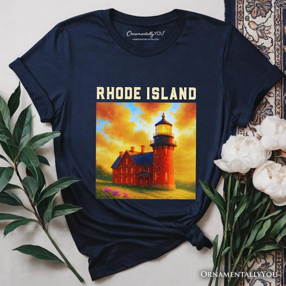 Charming Rhode Island State Southeast Lighthouse T-Shirt, Block Island Coastal Landmark Tee and Seaside Souvenir