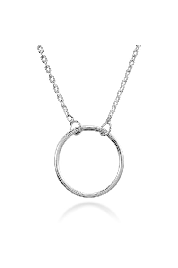 Charming Simplicity Sterling Silver Circle Pendant Necklace
