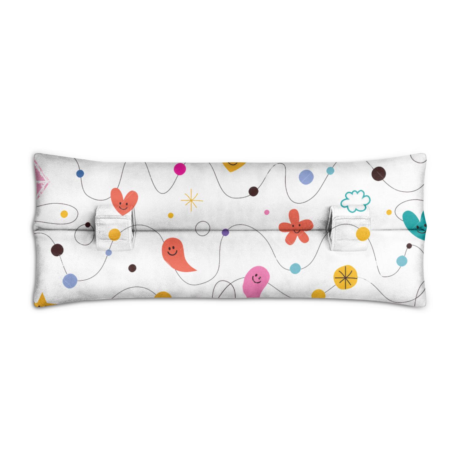 Charming Sketch Style Mastectomy Pillow for Car - Fun Space & Rocket Design Seatbelt Cushion for Breast Surgery Recovery - Soft Pressure Relief Pad for Patients