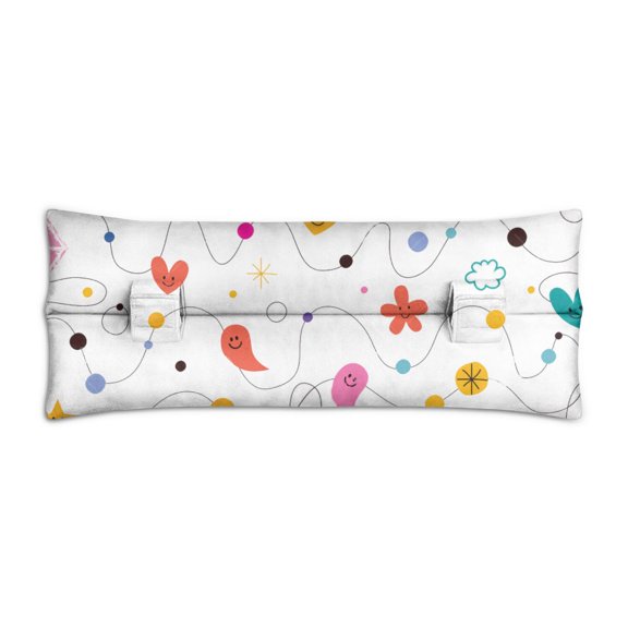 Charming Sketch Style Mastectomy Pillow for Car - Fun Space & Rocket Design Seatbelt Cushion for Breast Surgery Recovery - Soft Pressure Relief Pad for Patients