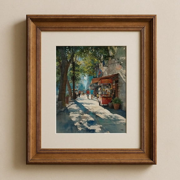 Charming Small Town Print Poster Wall Art Rustic Modern Street Scene, Sunlit Path, Cottagecore Decor, Landscape 53, Size 12x18 UNFFRAMED F03.1.6l3152