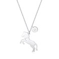 thumbnail image 1 of LinnaLove Stainless Steel Horse Necklace Pendant with 26 Initials disc charm(Silver-Initials: H), 1 of 4