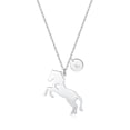 thumbnail image 1 of LinnaLove Stainless Steel Horse Necklace Pendant with 26 Initials disc charm(Silver-Initials: K), 1 of 4