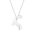 thumbnail image 1 of LinnaLove Stainless Steel Horse Necklace Pendant with 26 Initials disc charm(Silver-Initials: J), 1 of 4