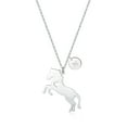 thumbnail image 1 of LinnaLove Stainless Steel Horse Necklace Pendant with 26 Initials disc charm(Silver-Initials: N), 1 of 4