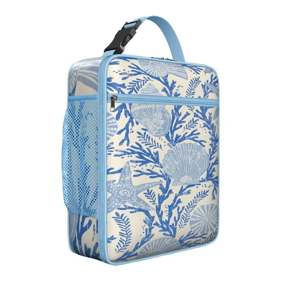 Charming Starfish Lunch Box: Ocean Life Insulated Bag for Teenagers & Adults, Reusable Leakproof for School/Office, Compact Soft Tote with Pockets