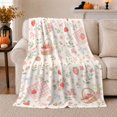 thumbnail image 1 of Charming Strawberry Basket Picnic, Playful Artistic Scene, Warm Flannel Blanket for Living Room and Bedroom with Detailed Artwork, Art Lovers Housewarming Gift, Artistic Home Decor, 1 of 9