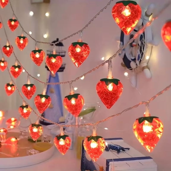 Charming Strawberry Solar String Lights - Eco-Friendly Fairy Lights for Outdoor Decor and Celebrations