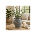 thumbnail image 1 of Terracotta Vase with Handles for Living Room Decor - Casual Home Decor for Bedroom, Coffee Table, and Office Display - Flower Vase for House Styling and Kitchen Counter - 10", Blue & White, 1 of 12