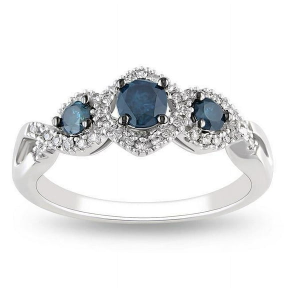 Charming Three Round Shape Stone Trilogy Moissanite Diamond Wedding Ring 2.25 Carat on 10k White Gold