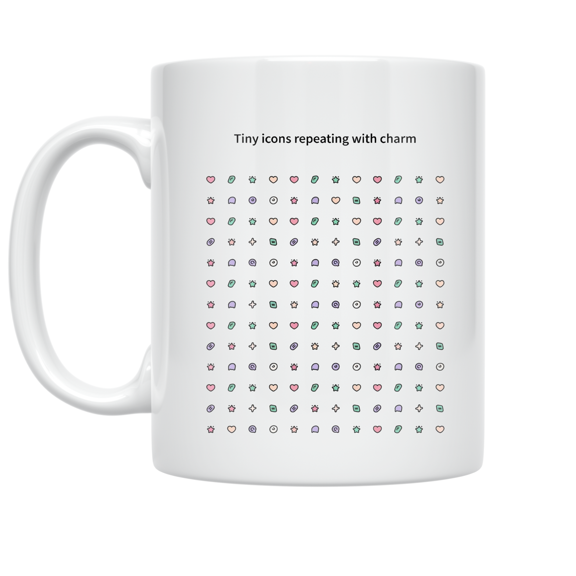 Charming Tiny Icons Pattern - Modern Design Enthusiast - 11 oz Ceramic Coffee Mug
