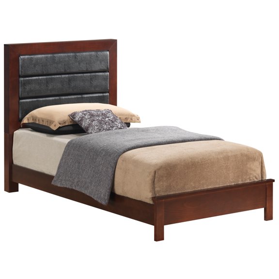 Charming Twin Bed With Cherry Finish