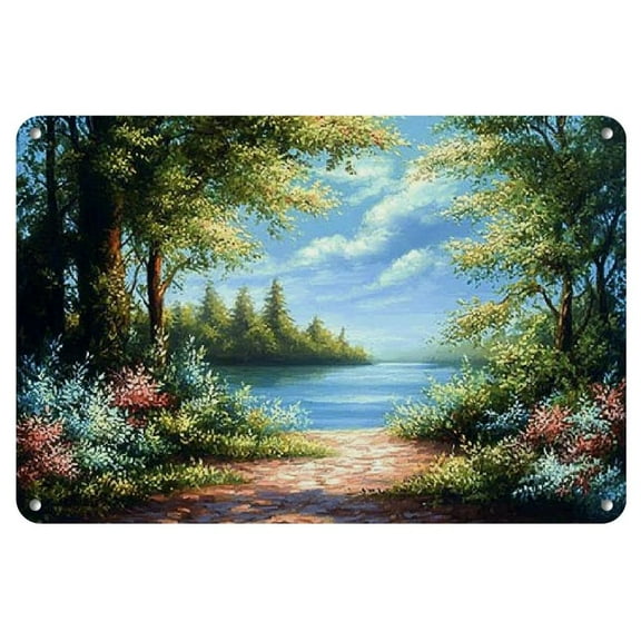 Charming Vintage Garden Path & Flower Arch Metal Wall Art - Silvery, Easy Hang for Living Room, Bedroom, Office Decor