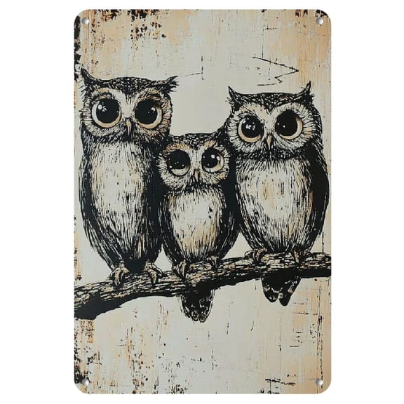 Charming Vintage Owl Metal Sign - 8x12" Iron Wall Art for Kitchen, Dining Room, Bar, Cafe & Garage Decor | Whimsical Animal Theme