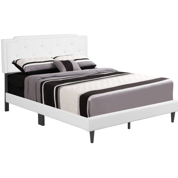 Charming White Full Bed With A Frame And Bright Color - 47"h X 57"w 81"d, , Attractive For Calming Bedroom 81"d 47"h, Finish, Relax