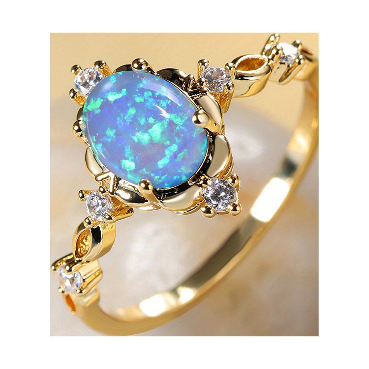 Charming White Opal Oval Stone Engagement Ring for Women - Perfect for ...