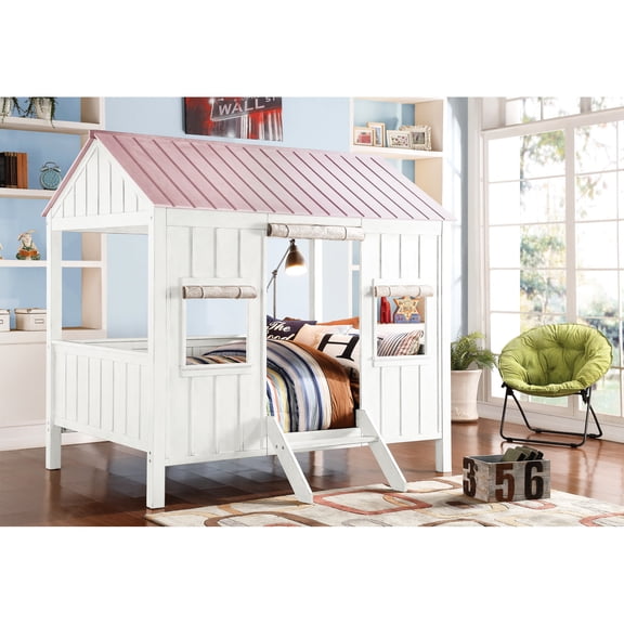 Charming White & Pink Full Bed - Add A Romantic Flair To Bedroom Elegant In Semi-enclosed Privacy Space