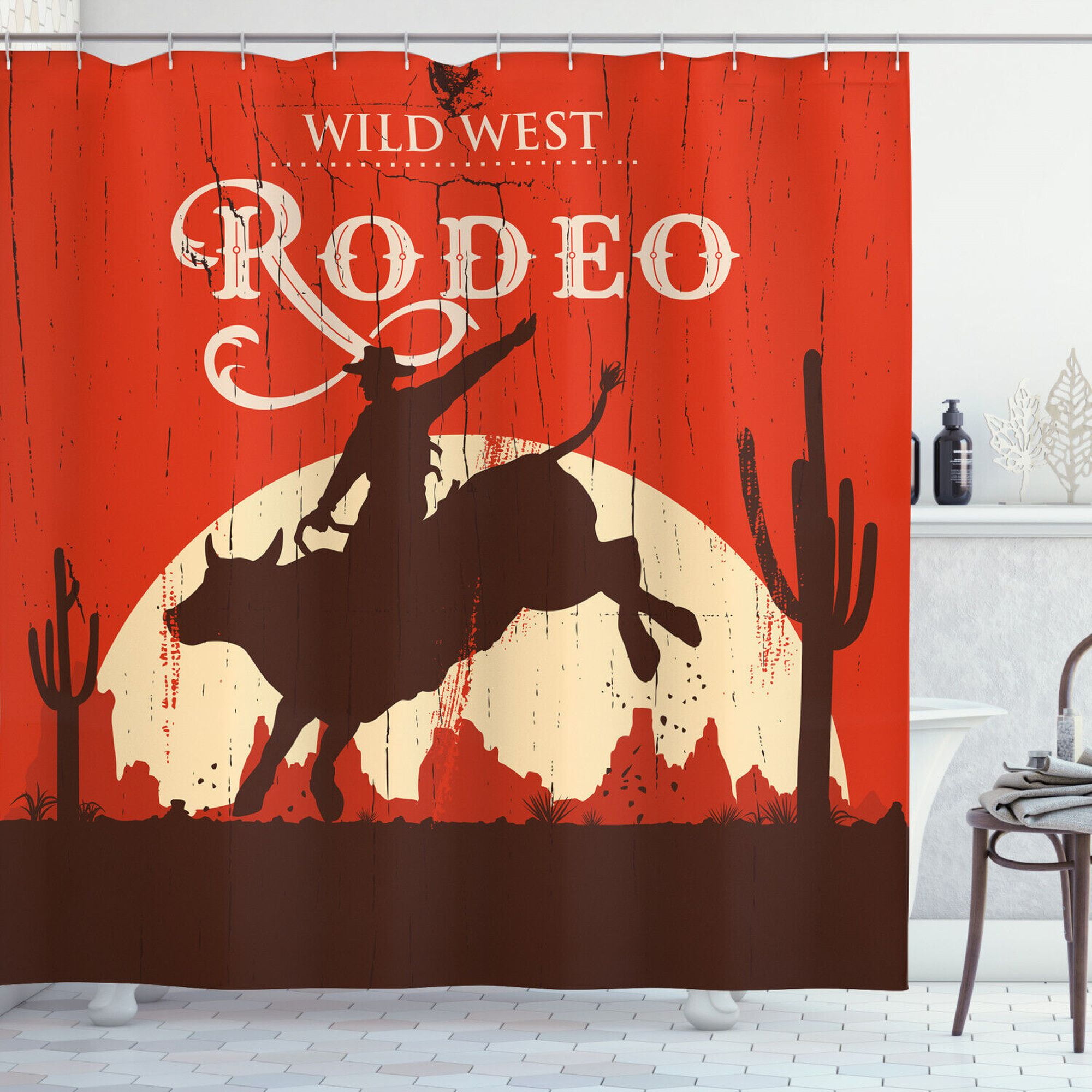 Charming Wild West Shower Curtain Rustic Rodeo Theme for a Western