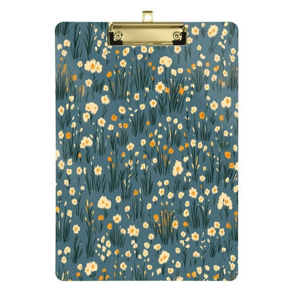 Charming Wildflowers 12.5x9in Clipboard, Durable Acrylic with Metal Clip and Wall Hook for Office or Classroom