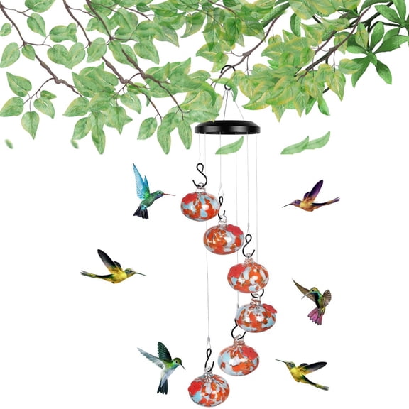 Charming Wind Chimes Hummingbird Feeder for Outdoors Hanging Never Leak, Ant and Bee Proof, Decorative Garden Decor for Outdoor Patio Use