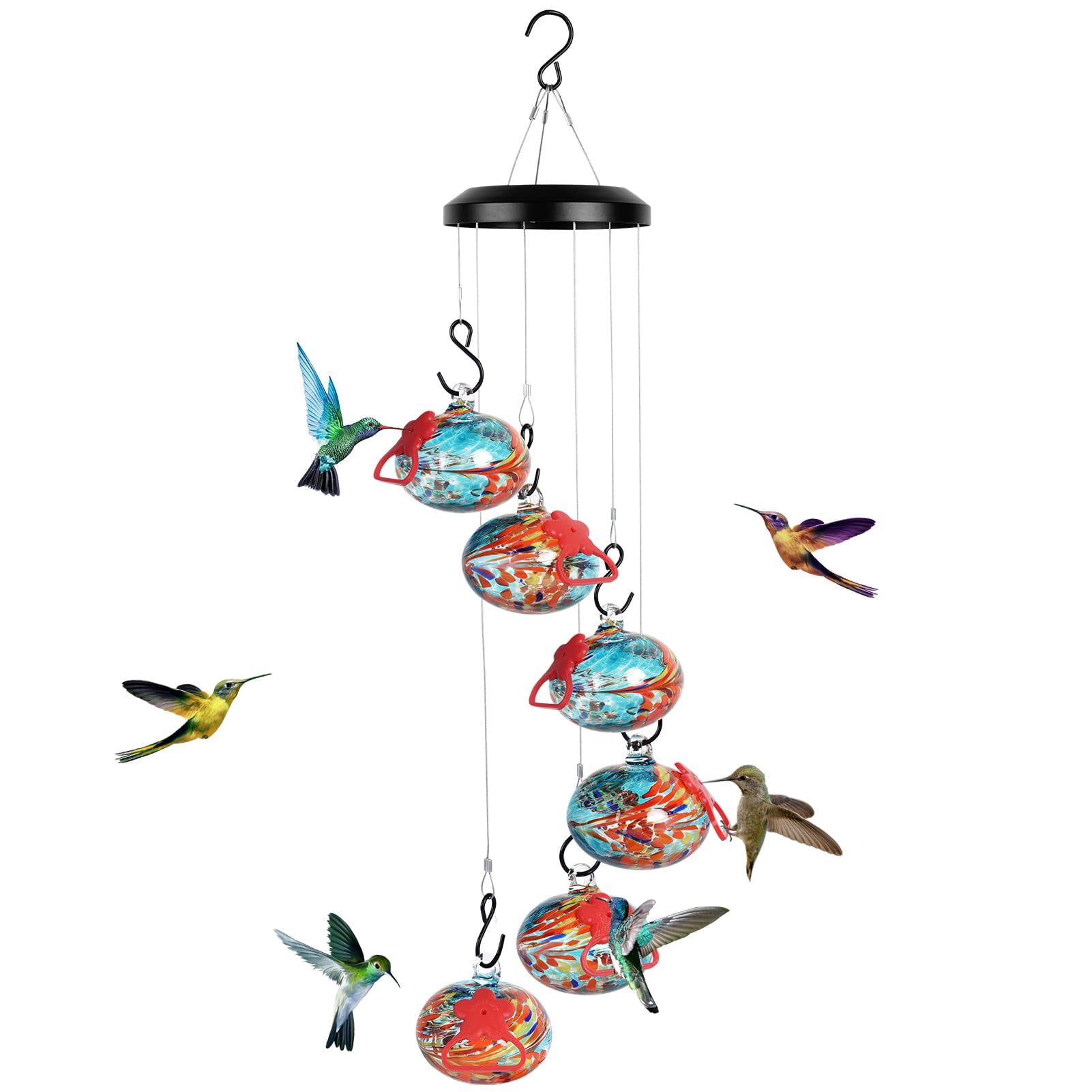 Charming Wind Chimes Hummingbird Feeders For Outdoors Hanging Ant And Bee Proof Never Leak Gift People(blue)