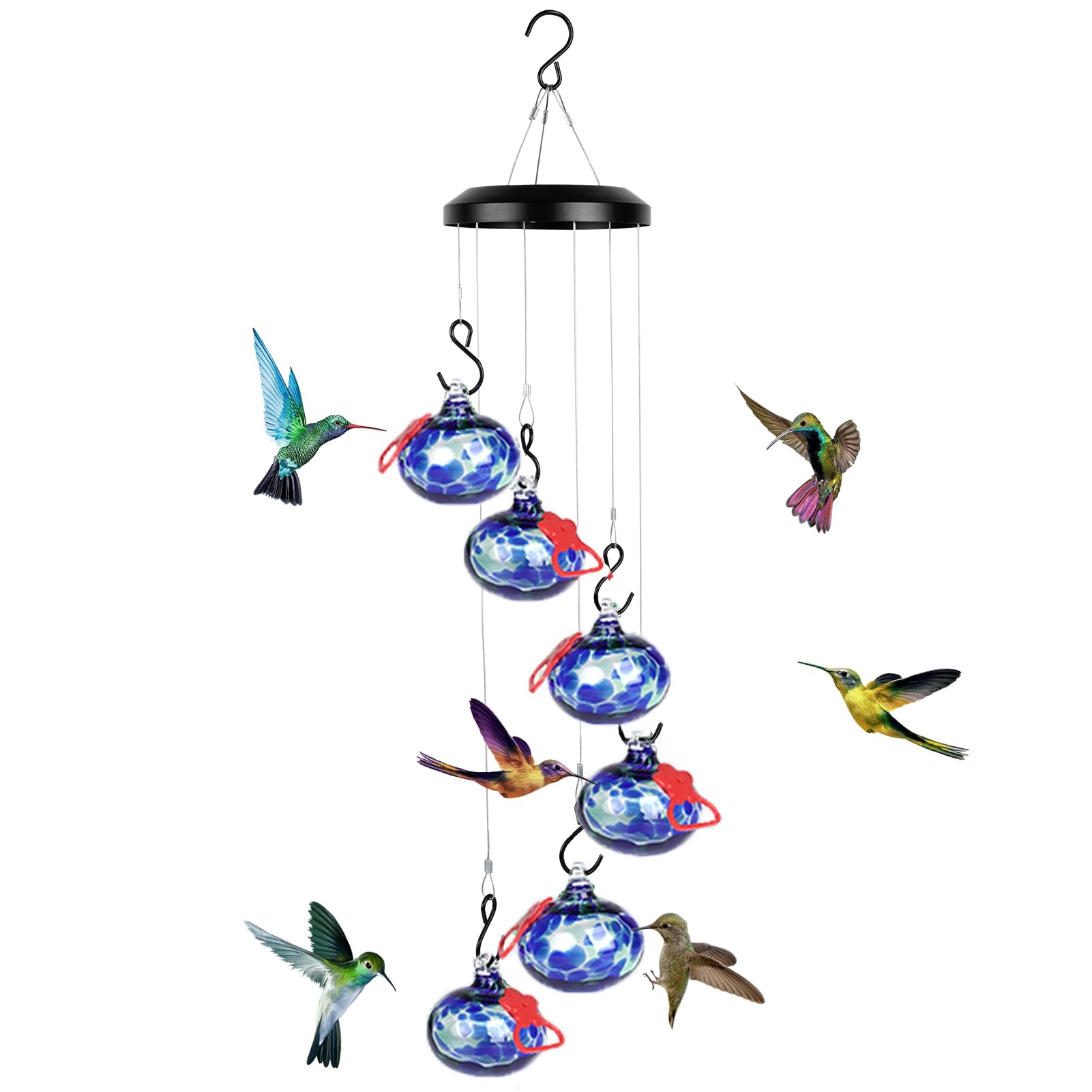 Charming Wind Chimes Hummingbird Feeders For Outdoors Hanging Ant And Bee Proof Never Leak Gift People(deep Blue)