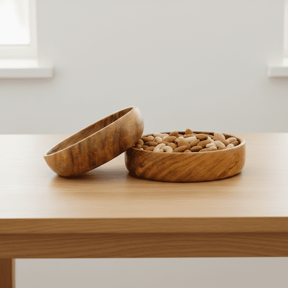 Charming Wooden Bowl Set of 2 - Rustic Appeal for Dining Table