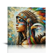 Charming Wooden Framed Poster, Vintage Native American Indian Woman Beauty & Eagle Design Canvas Art High-quality Room Decor, Perfect Gift And Decoration for Living Room, Bedroom, Office, or Kitchen
