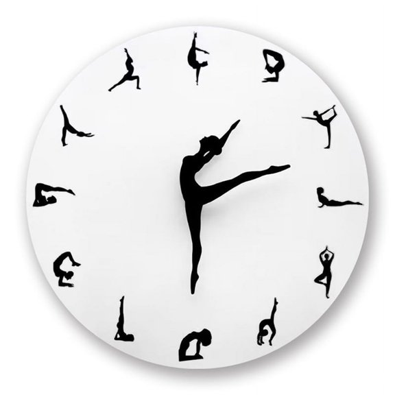 Charming Yoga Dancer Wall Clock, Baby Room Decoration, Modern Wall Clock, Dancer Wall Actor Decoration Clock