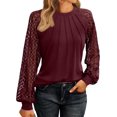 thumbnail image 1 of Charmish Women's Knit Tops Dressy Business Casual Blouses Lace Long Sleeve Work Shirts Fall Clothes, 1 of 6