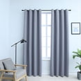 thumbnail image 1 of Charmma Blackout Curtains with Rings 2 pcs Gray 54"x95" Fabric, 1 of 5