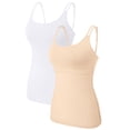 thumbnail image 1 of Charmo 2-Pack Cotton Tank Tops for Womens Built-in Shelf Bra Camisole, 1 of 7