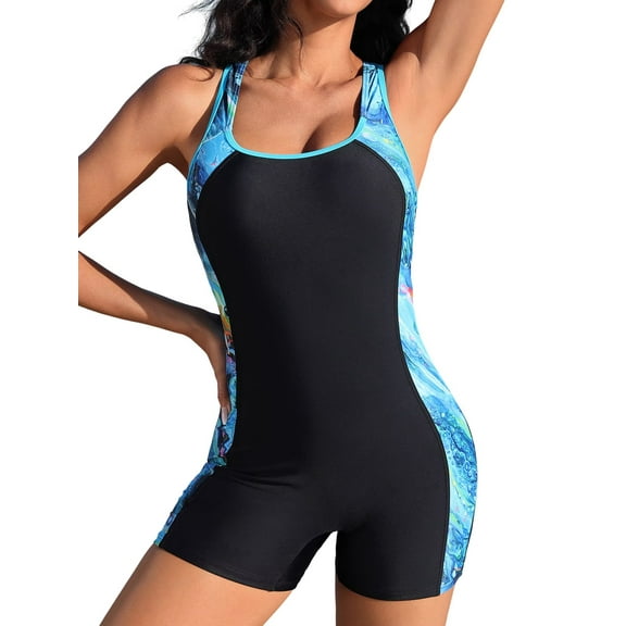 Charmo Bathing Suits for Women One-Piece Athletic Swimsuits Racerback Boyleg Sports Swimwear