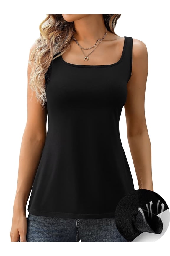 Womens's Cotton Tank Tops Built in Removable Padded Bra Camisole Adjustable Wider Straps Cami Shirts,S-3XL