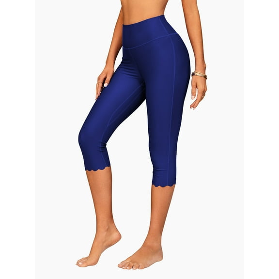 Charmo Capris Swimming Pants for Womens Wider Waisted Leggings Sport Rash Guard Surf Pants