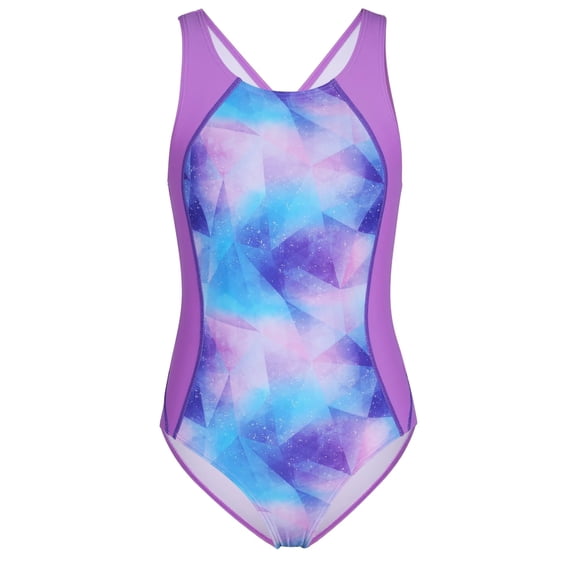 Charmo Color Blocked Swimwear for Girls Athletic One Piece Practice Swimsuits Racerback Competition Bathing Suits, Size 8-16