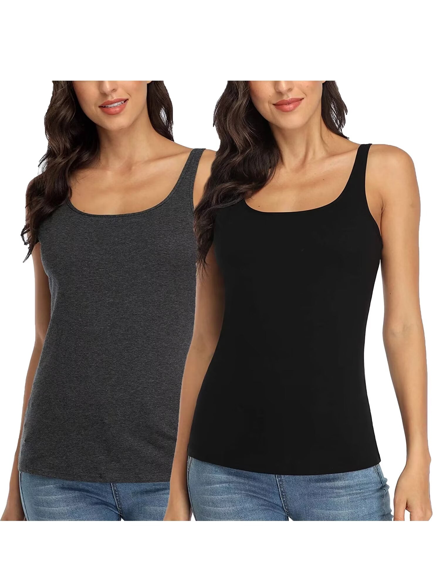 Charmo Cotton Basic Camisole for Womens Wider Straps Tank Tops with