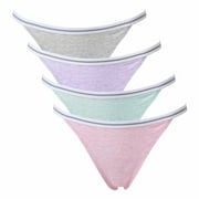 Charmo Cotton String Thongs Panties Women Sexy Undewrwear High Cut Thong Low Rise 4 Packs