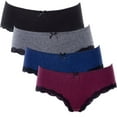 thumbnail image 1 of Charmo Cotton Thong Lace Underwear String Panties Tanga Briefs Sexy Lingerie Panty 4 Pack, 1 of 6
