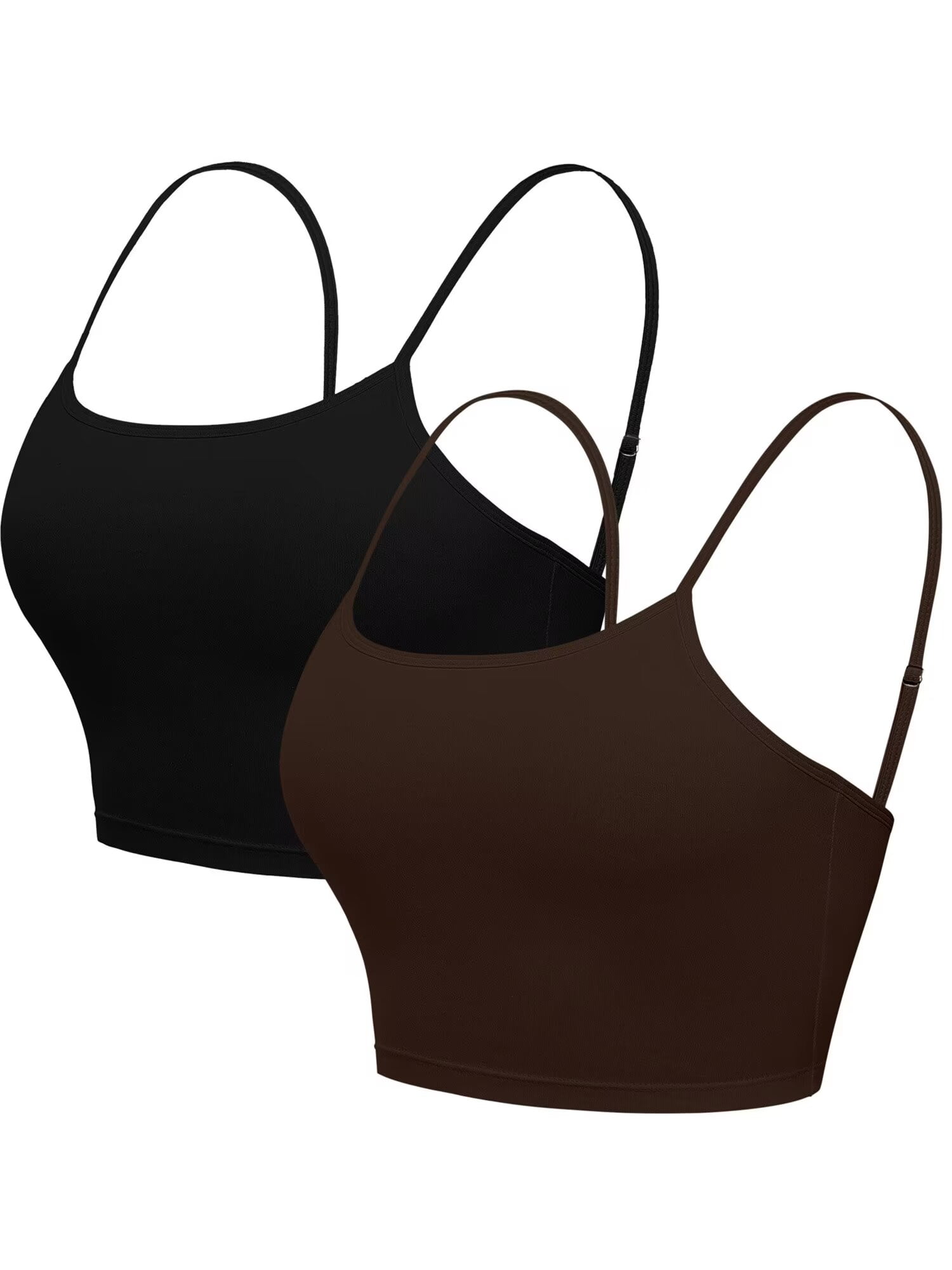 Charmo Crop Camis for Women with Shelf Bra Cropped Camisole Tank Top Pack of 2