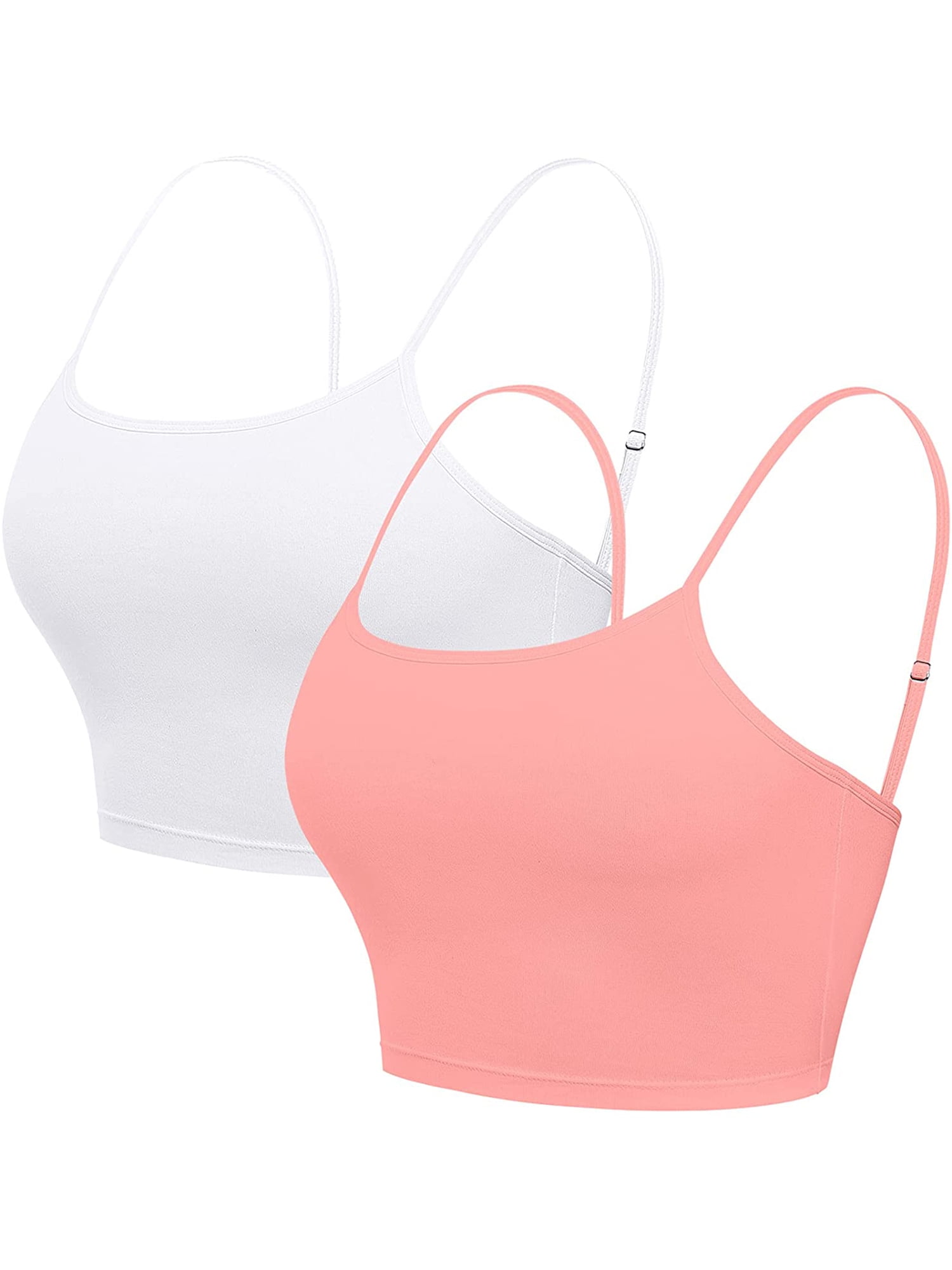 Charmo Crop Camis for Women with Shelf Bra Cropped Camisole Tank Top Pack of 2