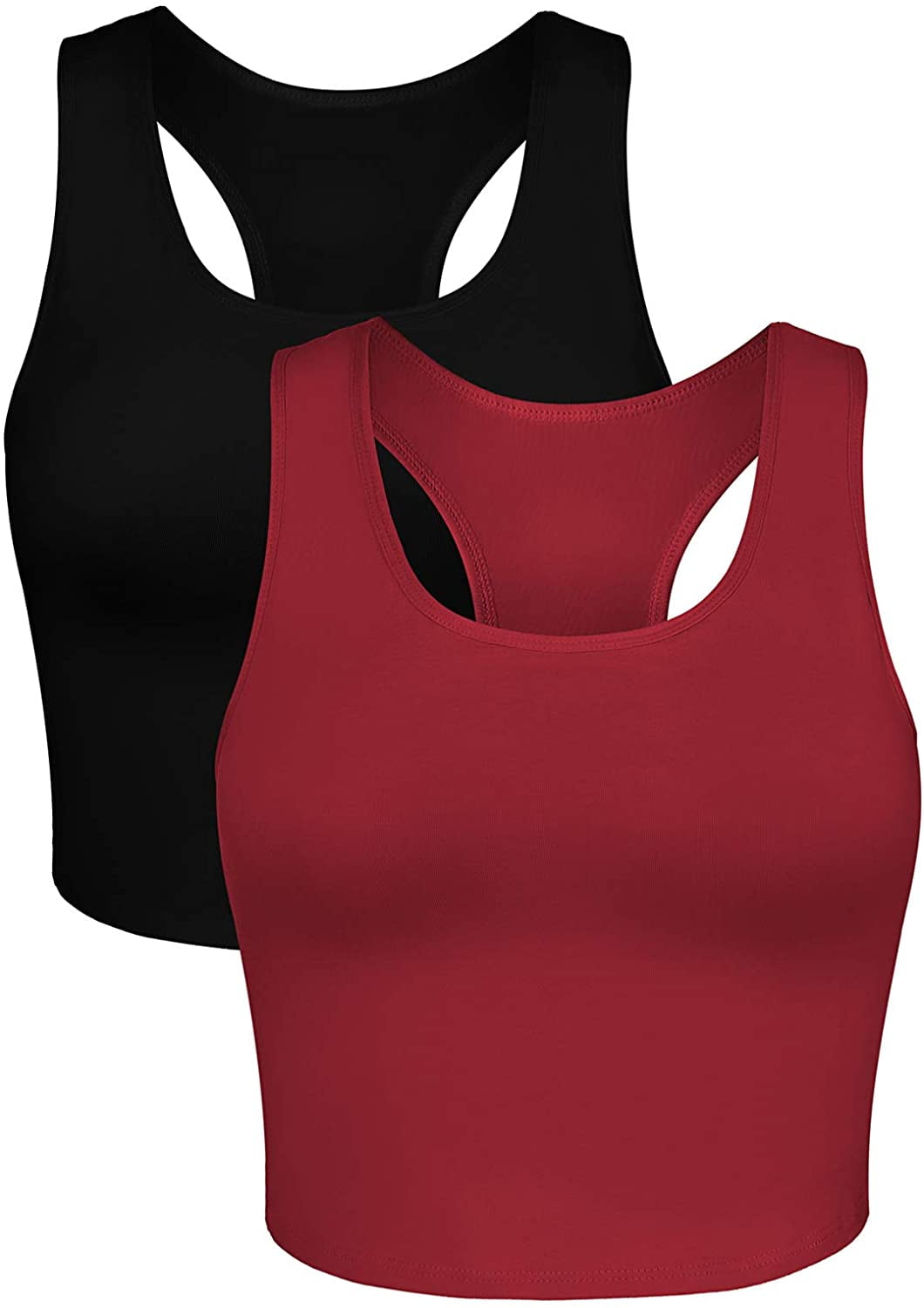 Charmo Crop Tank Tops for Women Builtin Shelf Bra Racerback Cotton