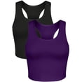 thumbnail image 1 of Charmo Crop Tank Tops for Women Built-in Shelf Bra Racerback Cotton Sports Crop Top 2 Pack, 1 of 6