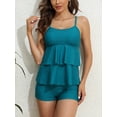 thumbnail image 1 of Charmo Flowy Ruffled Tankini Swimsuit for Womens Tummy Control Two Piece Bath Suit with Boyshorts, 1 of 7